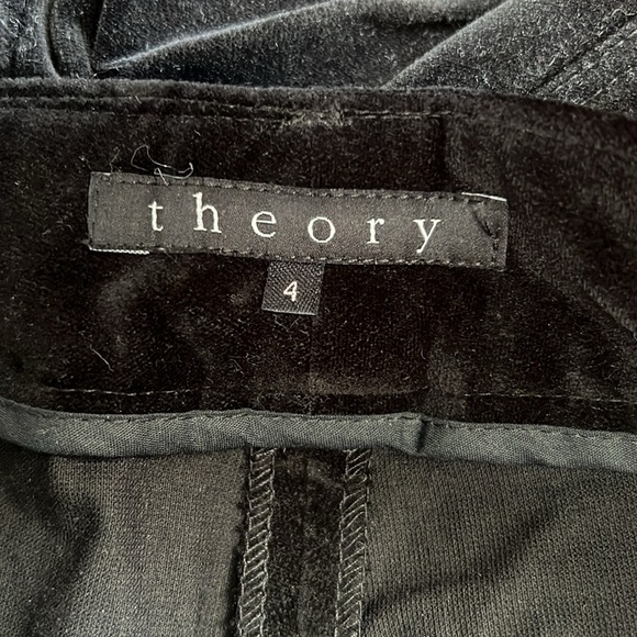 Theory Black Velvet Flared Bell Bottom Trousers Women's Size 4 - Picture 3 of 6